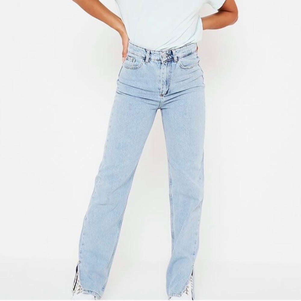 Split Side Straight Leg Jeans